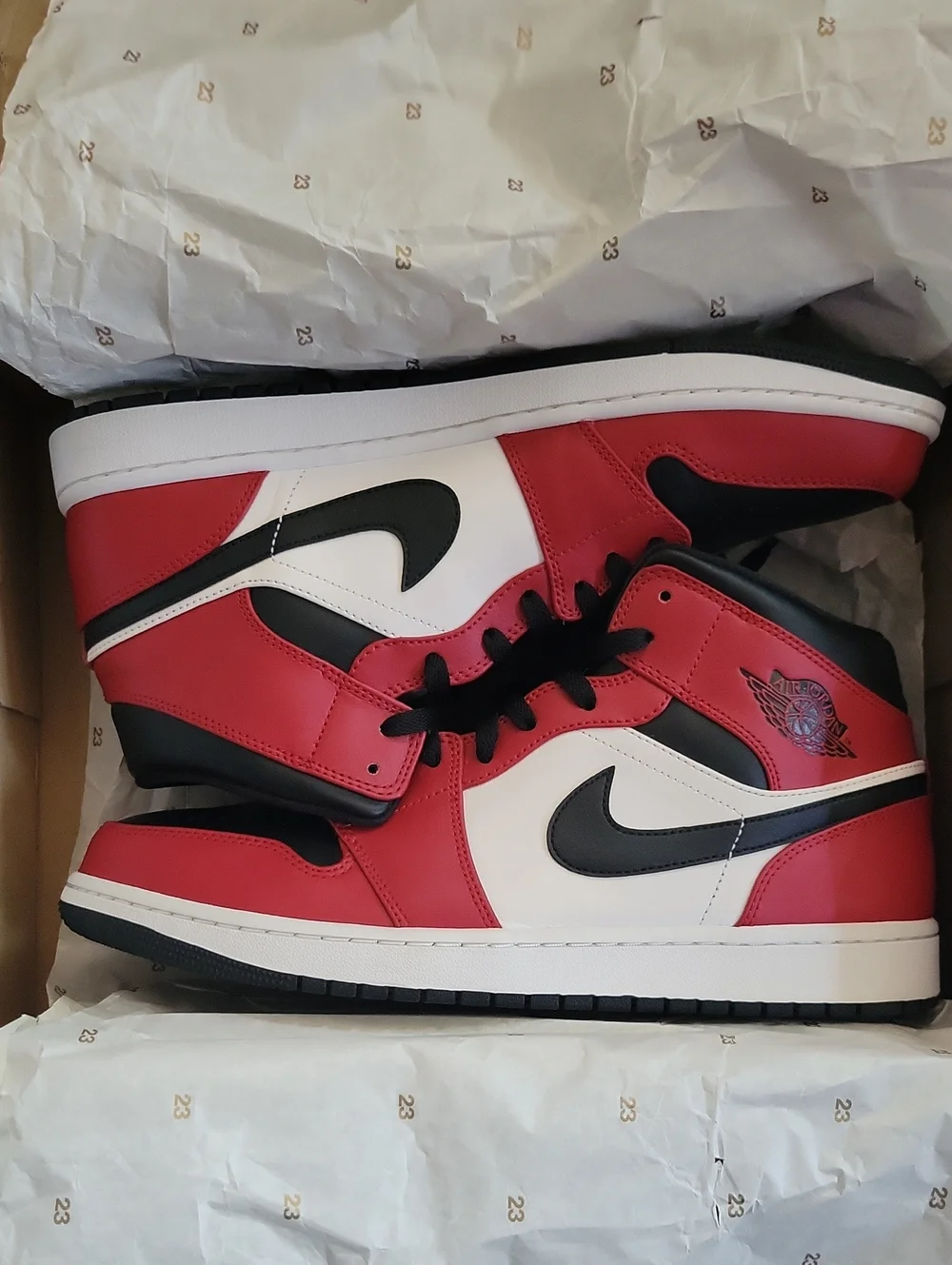Jordan Men’s Mid Sneakers - Red/White/Black